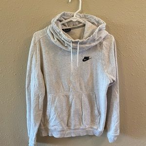 Nike white sweatshirt with black speckles and cowl neck . Size medium